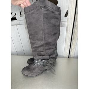 Not Rated Women's Moonshine Boot GRAY Knee High Boots Size 8 Faux Suede Cowboy